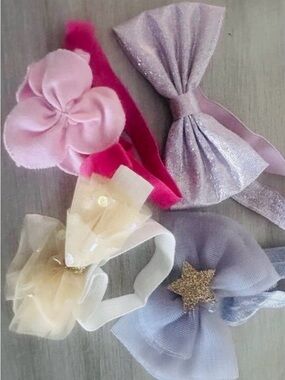 baby girls headbands kids pink purple bows set of 4